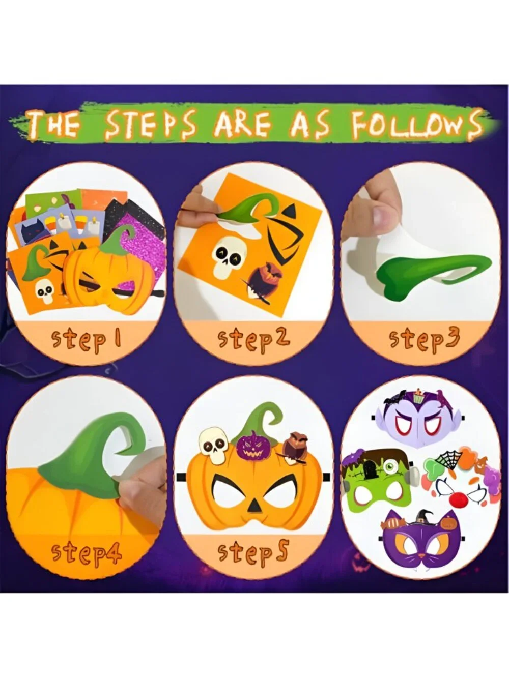 24 Pack DIY Halloween Felt Masks Craft Kit Halloween Party Favors Supplies